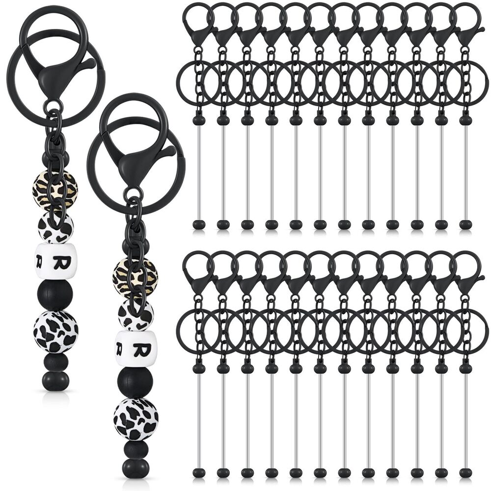 8135 24 Pcs Beadable Keychain Bars Bulk Beads for Keychain Making Kit Gifts